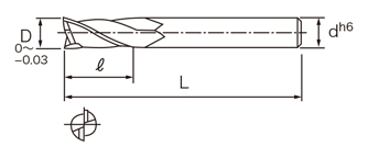 超硬2枚刃 セミロング TiAlNコート （ザ・）カットミル IC2SLV 外形図-2