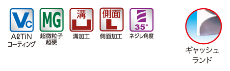 （ザ・）カットミル 自動旋盤用超硬4枚刃エンドミル 特長