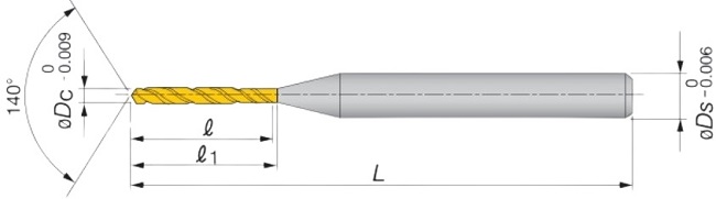 一般穴加工用超硬ソリッドドリル GigaMiniDrill DSM形 外形図