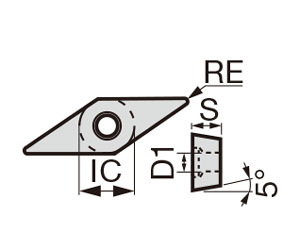 タンガロイ・VBMT-PSF・35°ひし形・ポジ・穴有・旋削チップ