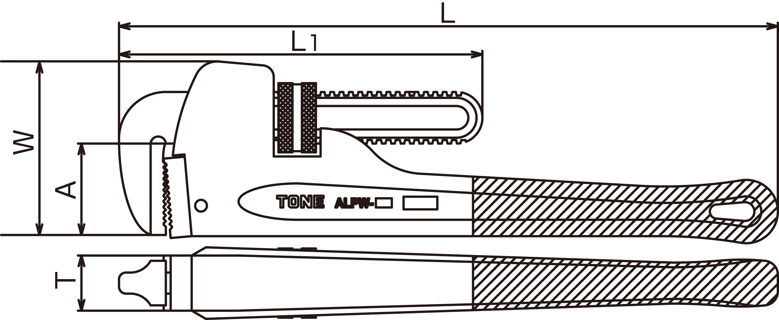 アルミパイプレンチ ALPW | TONE | MISUMI-VONA【ミスミ】