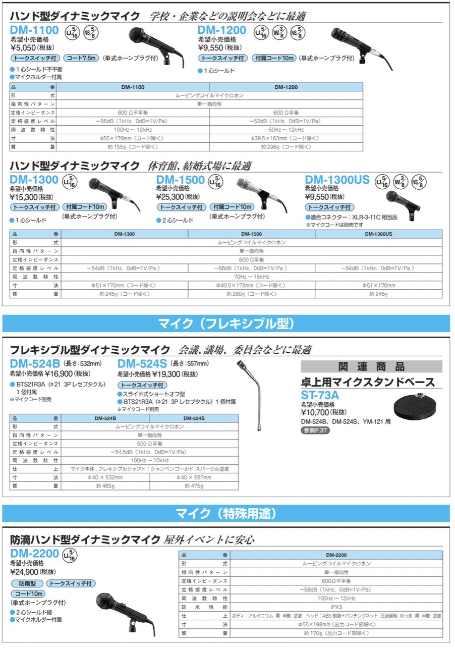 DM-1300 | TOA スピーチ用マイクロホン | ＴＯＡ | ミスミ | 722-3609