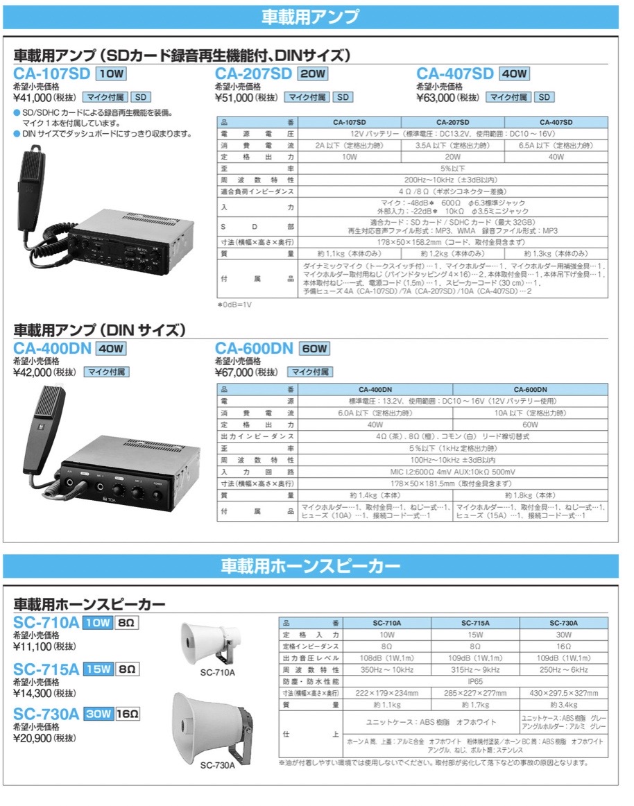 SC-705A | TOA 車載用ホーンスピーカー5W | ＴＯＡ | ミスミ | 722-3854