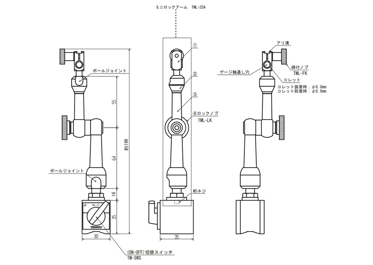 TML-25 | マグネットベース 小型ロック機能付 | トラスコ中山 | ミスミ | 232-7171