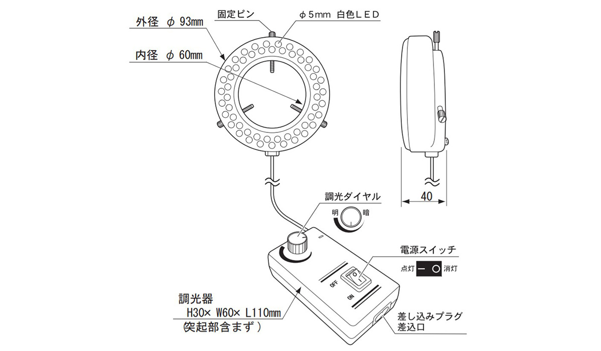 定価 TRUSCO 顕微鏡用照明 LED球タイプ <br>TRL-54 1台<br><br> 329-2380<br><br><br> 