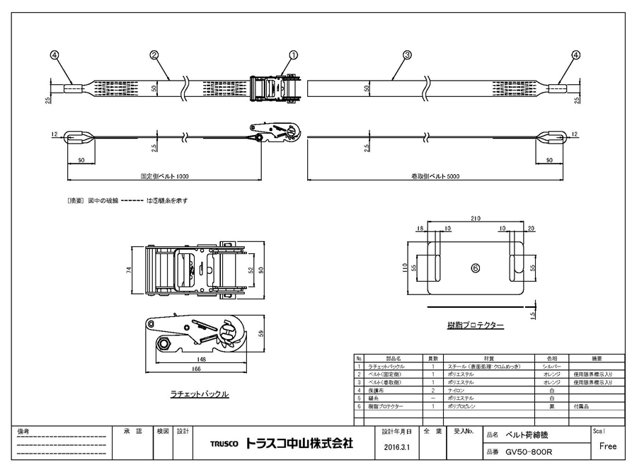 GV25-150 | ベルト荷締機（最大使用荷重0.15～0.8t） | トラスコ中山 | ミスミ | 114-9521