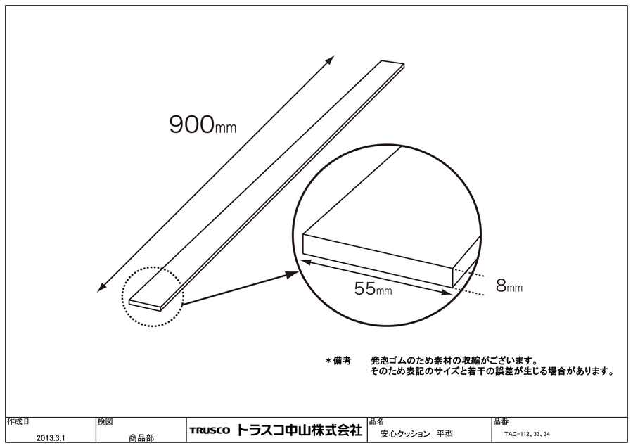 TAC-34 | 安心クッション 耐油性に優れたニトリルゴム材質 | トラスコ中山 | ミスミ | 415-7371