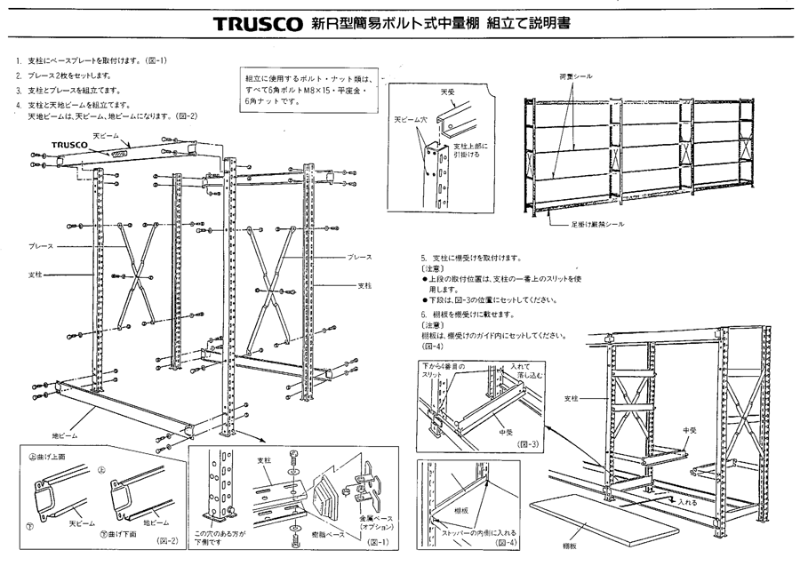 中古品 (直送品)TRUSCO R3型中量棚 1200X450XH2100 6段 単体 R3-7456 オフィス収納 
