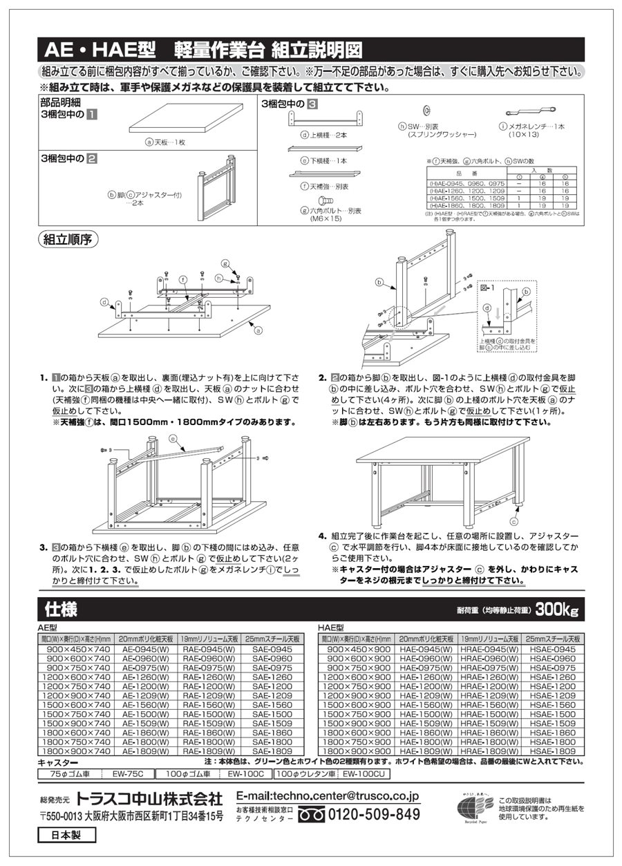 TRUSCO/トラスコ中山 【】GWP型作業台 900X600XH740 GWP-0960