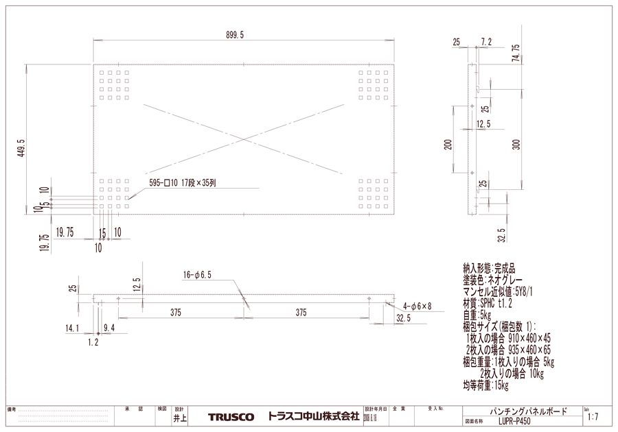 ULRT型ライン作業台用パンチングパネルボード | トラスコ中山 | MISUMI 