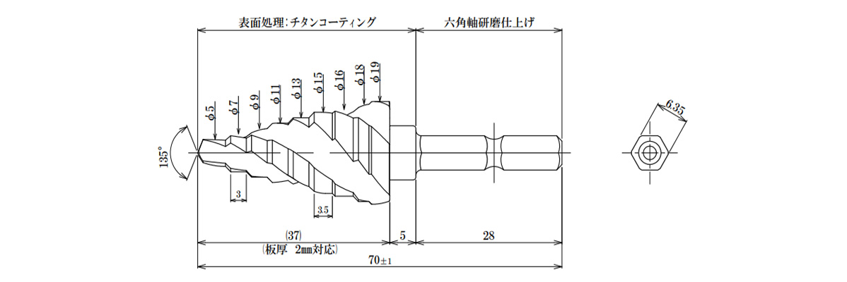 6202円 上品 ■TRUSCO ステップドリル 2枚刃チタンコーティング 6~27mm 段数12