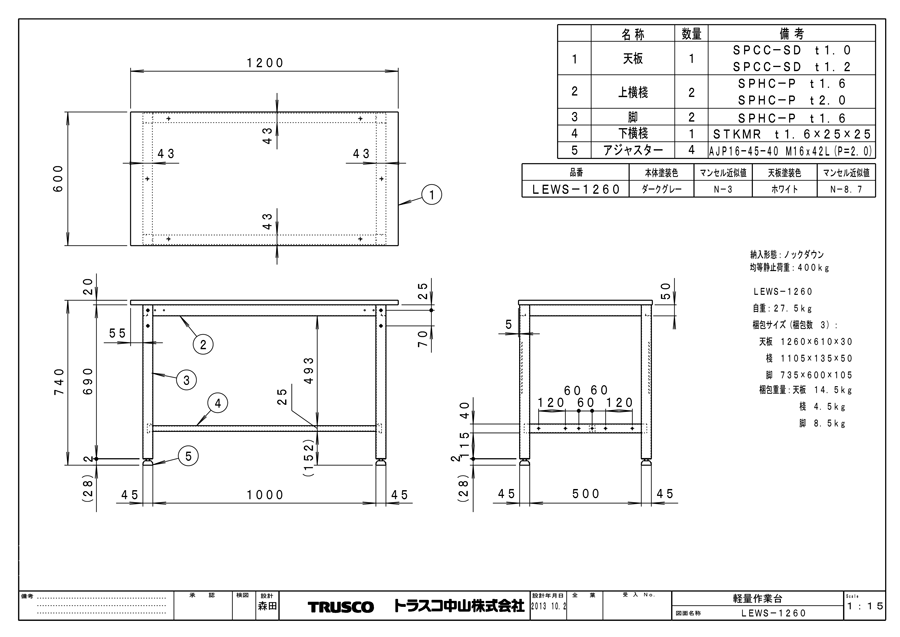 低価格の ＴＲＵＳＣＯ ＢＥＲ型軽量作業台 １５００×６００ 上棚付 ＢＥＲ−１５６０ＹＵＲＢ １台 メーカー直送品 discoversvg.com