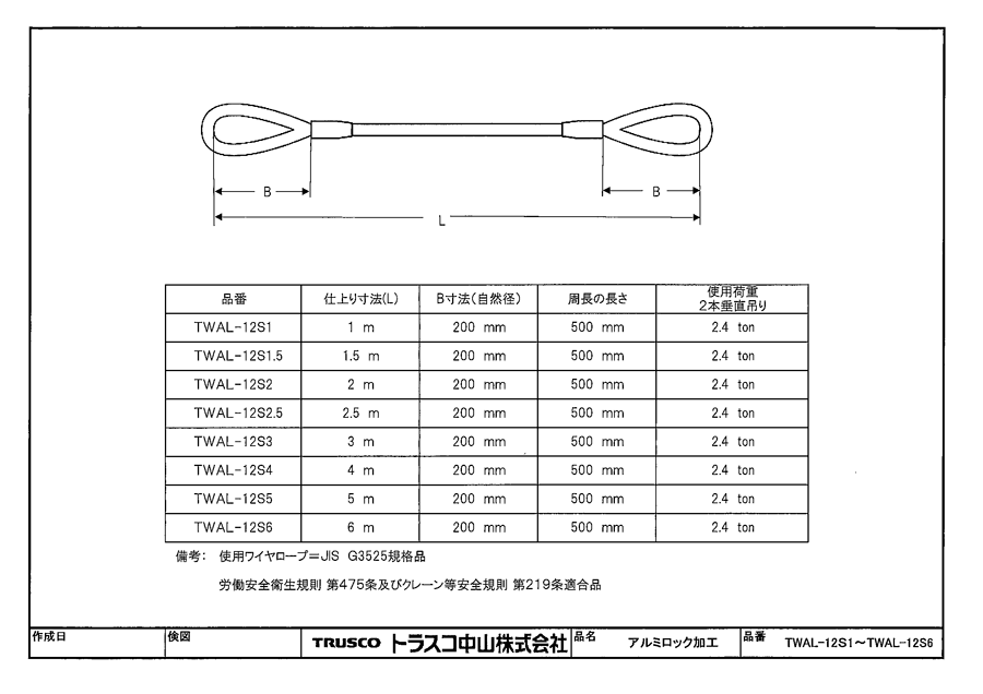 TRUSCO(トラスコ) 2本吊りWスリング フック付き 9mm×1m GRE-2P-9S1 - 1
