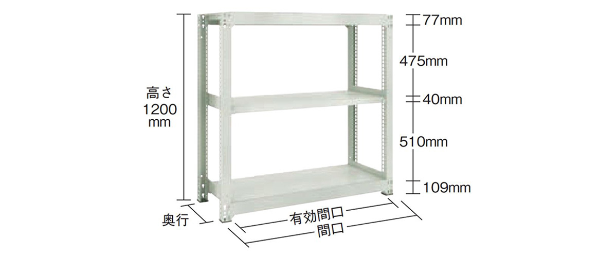 TRUSCO(トラスコ中山):ＴＲＵＳＣＯ Ｍ３型中量棚 Ｈ１８００ 連結型