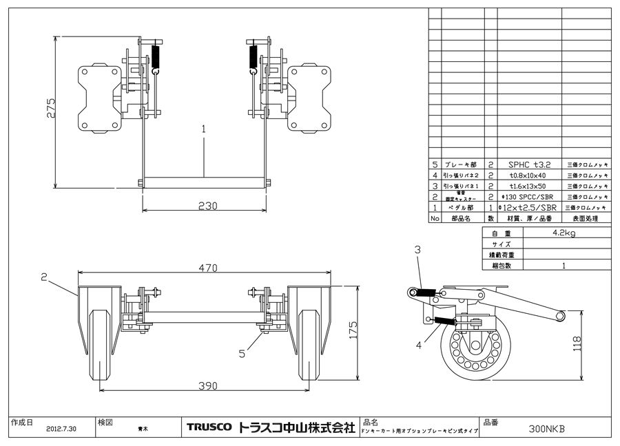 TRUSCO(トラスコ) ドンキーカート 金網付７４０×４８０ （1台） 107N 通販