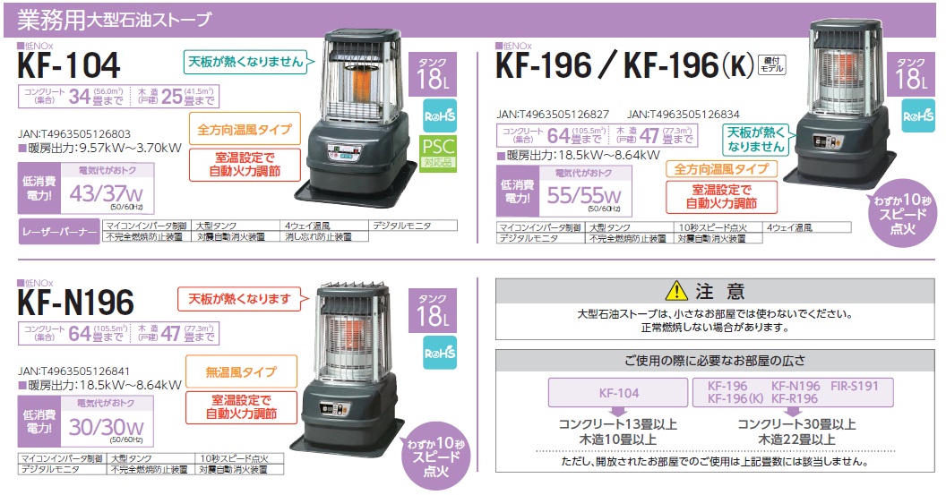 日本産 トヨトミ 業務用大型石油ストーブ KF-104 m.green.net.tw