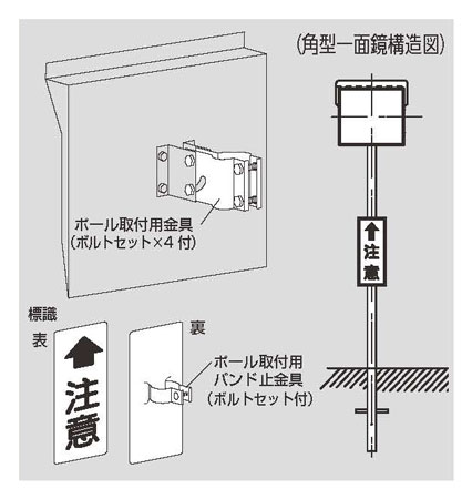 カーブミラー 角型ポール付 ステンレス製 ユニット Misumi Vona ミスミ