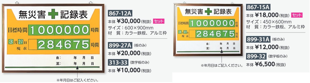日本緑十字社  LED無災害記録表 LED色:白 赤 軽量・薄型タイプ 598×845mm 厚さ20mm 屋内専用 229012 - 2