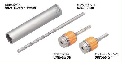ユニカ 多機能コアドリルセット UR21 Vシリーズ 振動+回転用 SDS