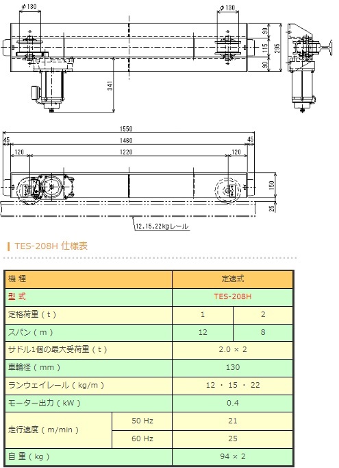 リバーシブルタイプ 象印 象印チェンブロック トップランニング式電動サドル 鉄車輪(低速) TES-518L(TESL-050A8) 5t×18m 
