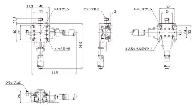 中央精機 ハイグレードアルミXYステージ 40×40 LD-4047-C8 計測、検査