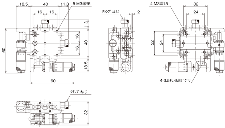 中央精機 ハイグレード XYステージ 60×60 LD-6042-CR8 計測、検査