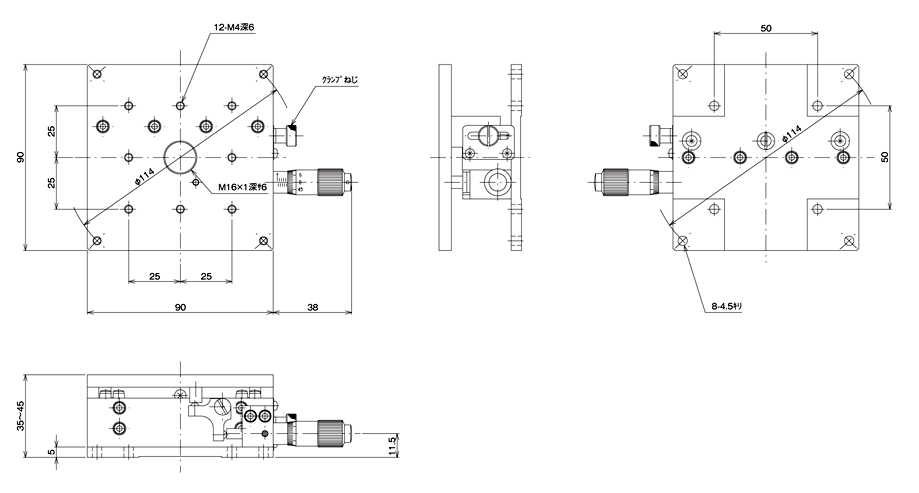 中央精機 LV-147-1 Z軸スリムステージ 125×125