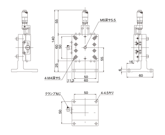 中央精機 ハイグレード Z昇降ステージ 40×40 ( LV-4042-1 ) 中央精機