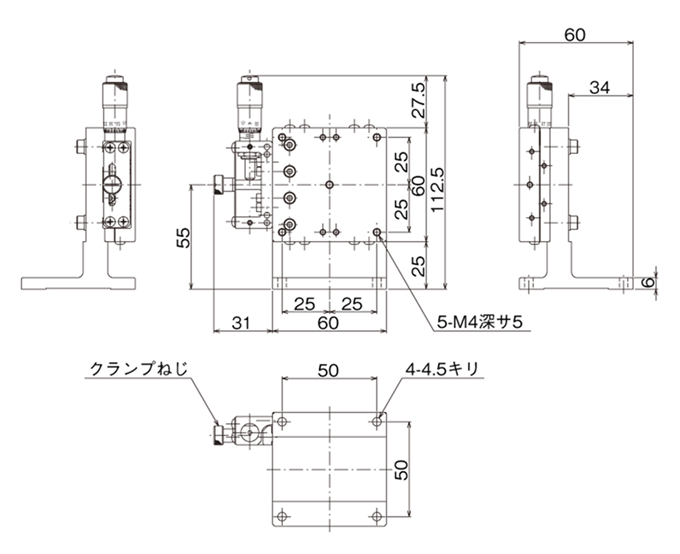 中央精機 ハイグレード Xステージ 70×70 LS-7042-S6 - 計測、検査