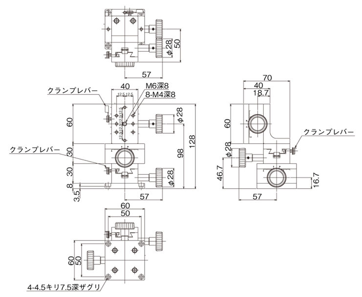 DT XYZ軸ステージ（手動ステージ） | 中央精機 | MISUMI-VONA【ミスミ】