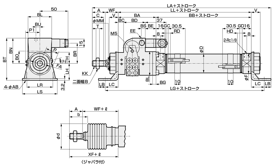 CKD:ガイド付シリンダ すべり軸受 型式:STG-M-25-200-T2H-R