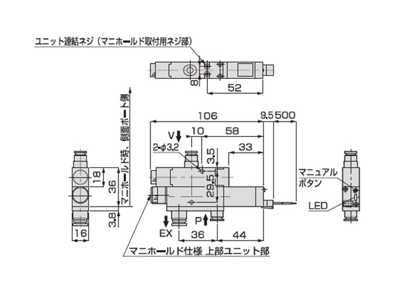 CKD セルバックス真空エジェクタ１６ｍｍ幅 VSK-BL07W-648L-3B-NW-