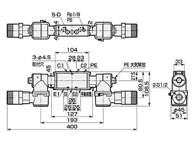 【シリーズ】 CKD セレックスバルブ 4F440E-08-TP-P-X-AC220V：GAOS 店 防爆形5ポート弁 のため