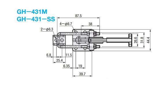 トグルクランプ 引っ張り型フランジベース U型フック GH-431M・GH-431-SS:関連画像