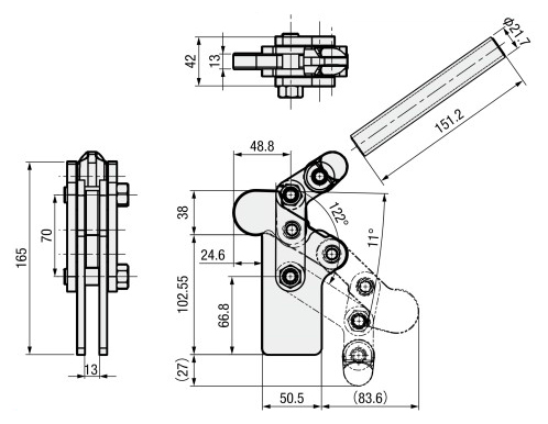 トグルクランプ －溶接型－  GH-701-D 外形図