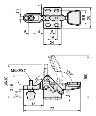 トグルクランプ －横押しハンドル－ GH-20800/GH-20800-SS 外形図