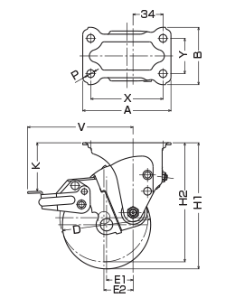 935ER-BLB125-2.3MM-D | 静クッション製キャスター 940ER・935ER 車輪