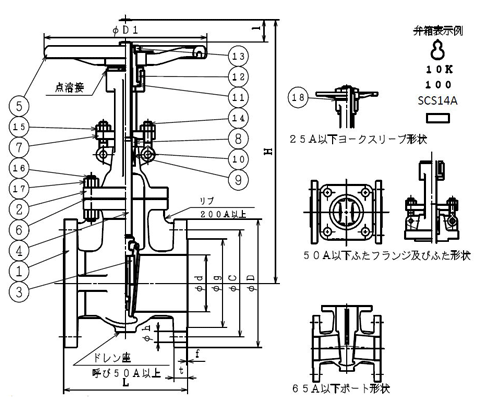 東洋バルヴ USF-N SCS13ゲート弁（フランジ・JV8-1適合品） 40A （USF