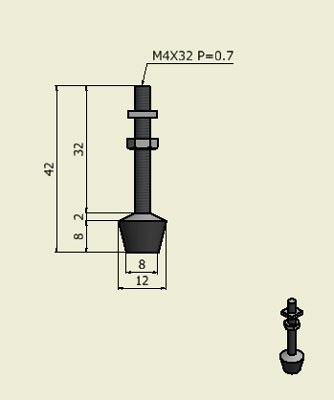 ゴム付きボルト M4×32(SUS)