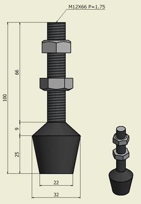 ゴム付きボルト M12×66