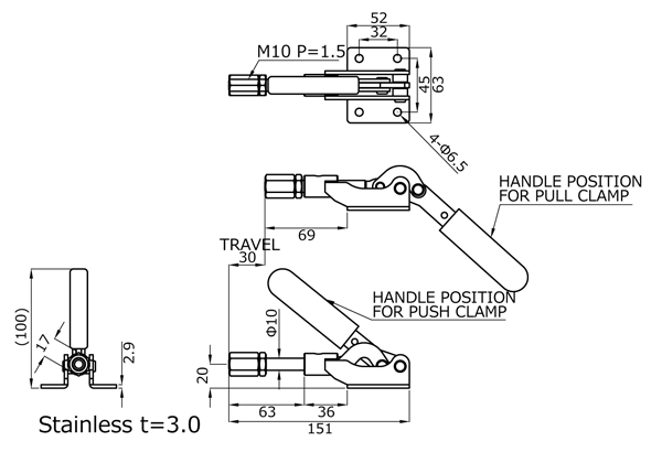 横押型クランプ No.50A 外形図