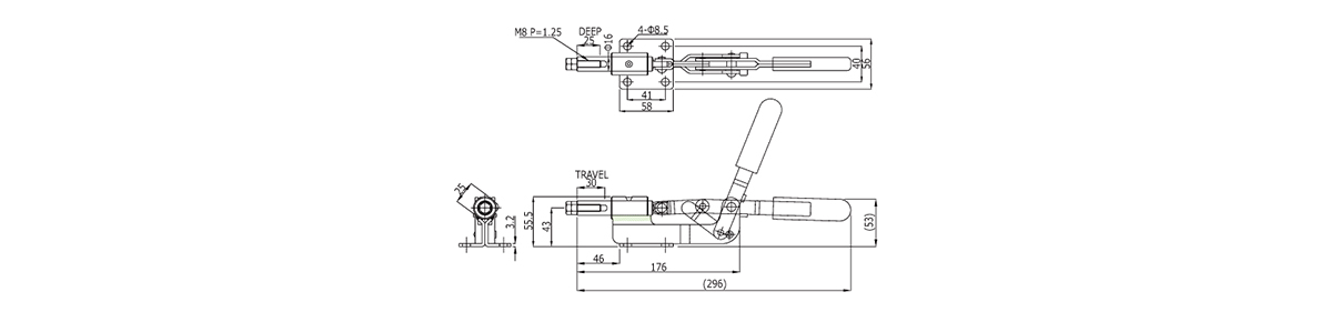 横押型クランプ NO.X6の寸法図