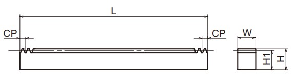 KCPFラックギヤ（両端面仕上済） 外形図