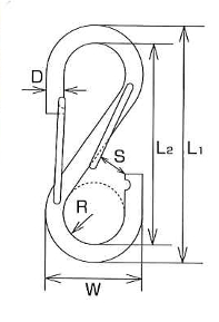 ステンレス Sカンフック 外形図