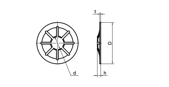 脱落防止ワッシャの寸法図