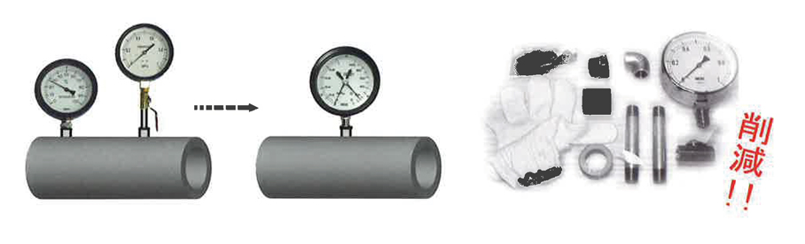 ネステック(株) 温圧計 屋内用 T型 温度範囲：0〜100℃ 圧力範囲：0〜1.6MPa 保護管寸法：100mm BTP-L -2-160-100 100φ - 3