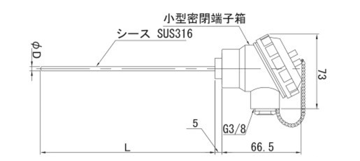 5-1080-02白金測温抵抗体Ａ級３線式ＴＳＡ−１．６−２００Ｋ−Ｍ【個