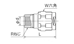 WJ44A-2016C-S | ダブルロックジョイント WJ44型 テーパおねじ管端コア 