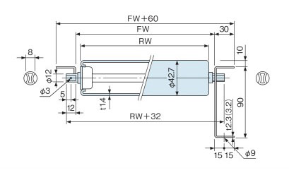 ＴＳ スチールローラコンベヤφ４２．７−Ｗ３００ＸＰ１００Ｘ９０