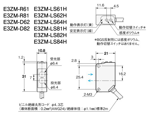 OMRON オムロン 光電スイッチ E3Z-T63-G2SRW-P2